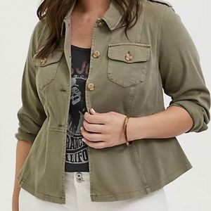 Torrid Olive Green Peplum Jacket